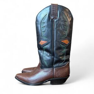 Hunt Club Western Cowboy Boots Women’s Size 10 Brown Reptile Leather Brazil